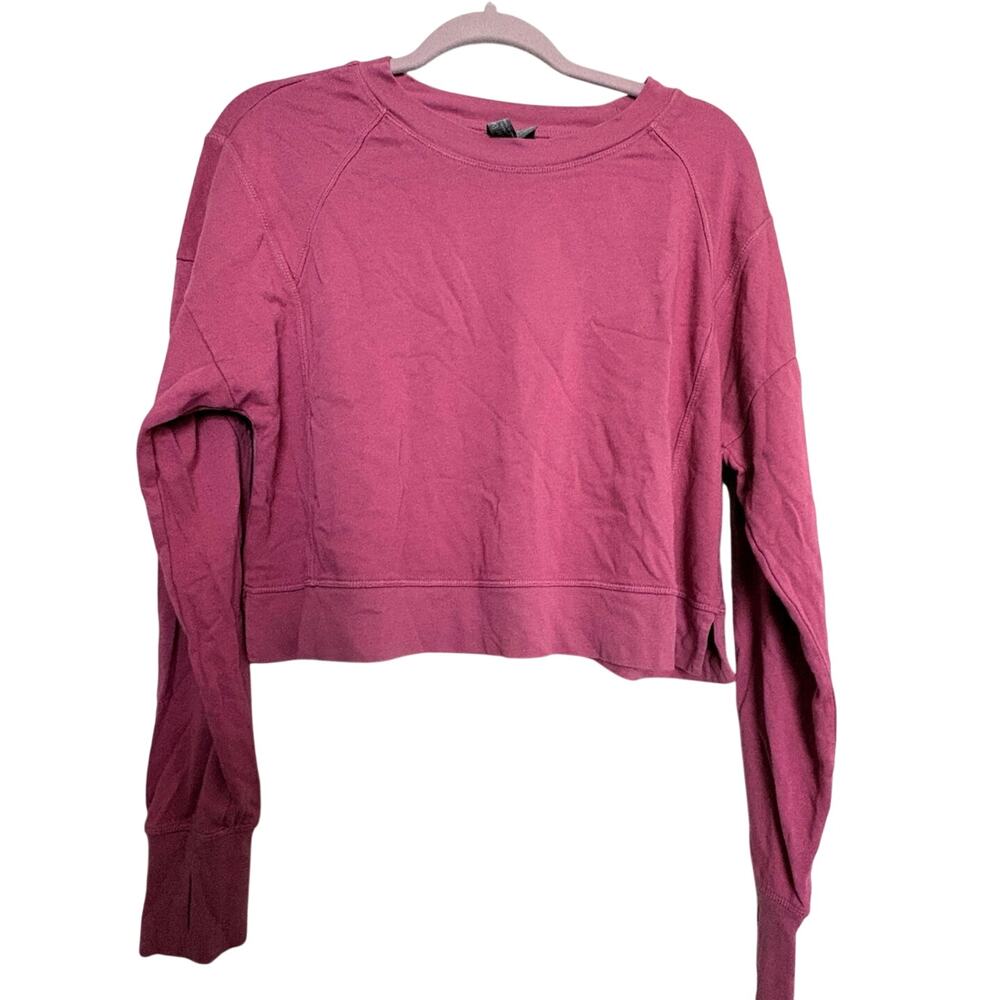 Sweaty Betty After Class Crop Sweatshirt Berry Pink US 12/ Large Athlesuire